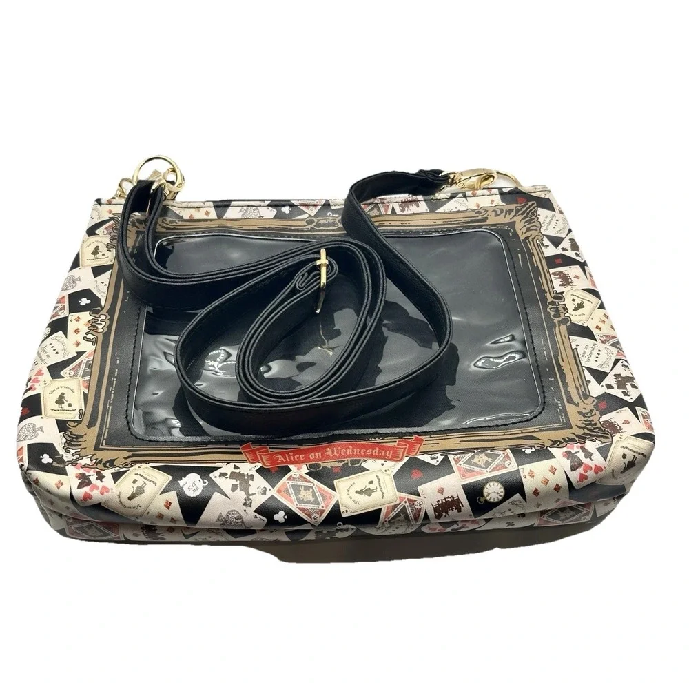 Alice on Wednesday Frame Shoulder Bag Clear Window Black Playing Cards Key Charm